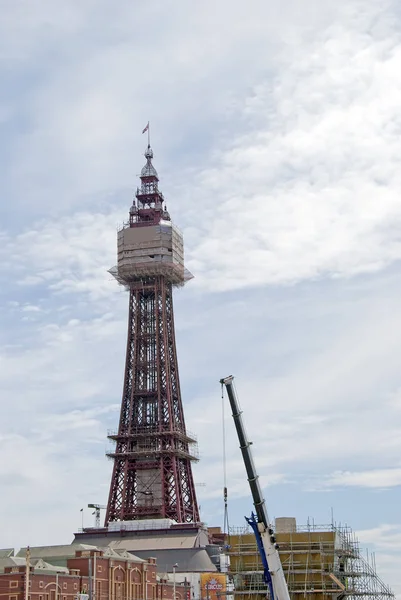 Вежа Блекпул Новий Будівельний Майданчик Кран — стокове фото