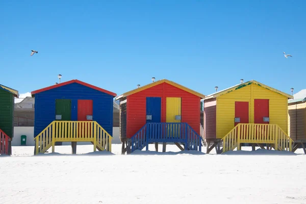 Case Colorate Sulla Spiaggia Della Città Muitzenberg Capo — Foto Stock