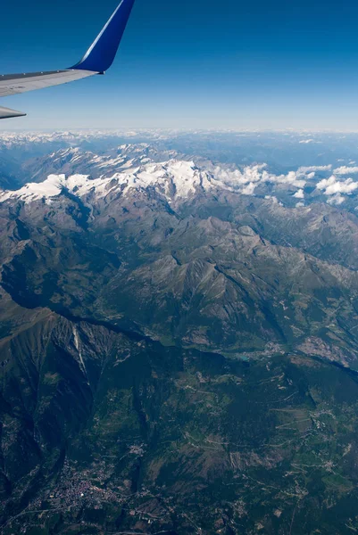 Alpes Entre Switzerland Italy Visto Partir Avião — Fotografia de Stock