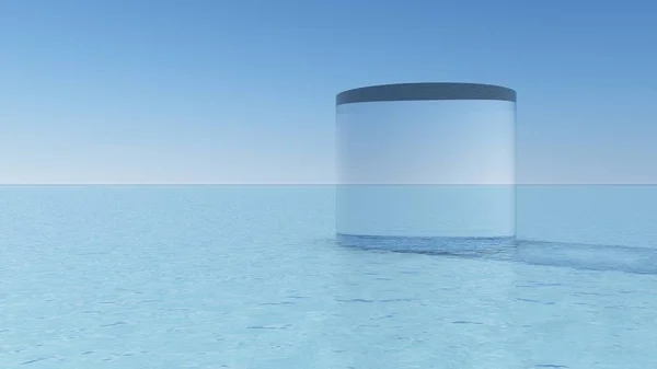 Figuras Geométricas Feitas Vidro Uma Superfície Água Com Humor Luz — Fotografia de Stock