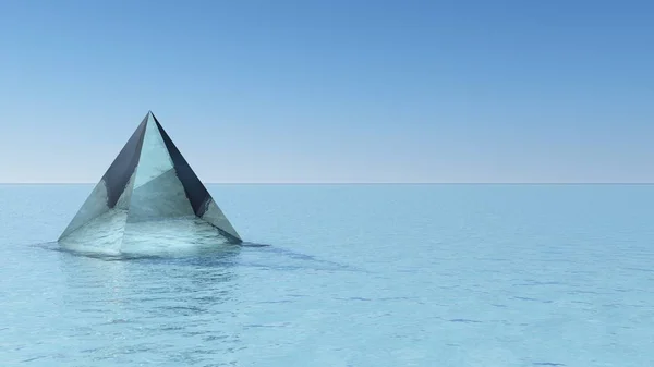 Figuras Geométricas Feitas Vidro Uma Superfície Água Com Uma Atmosfera — Fotografia de Stock