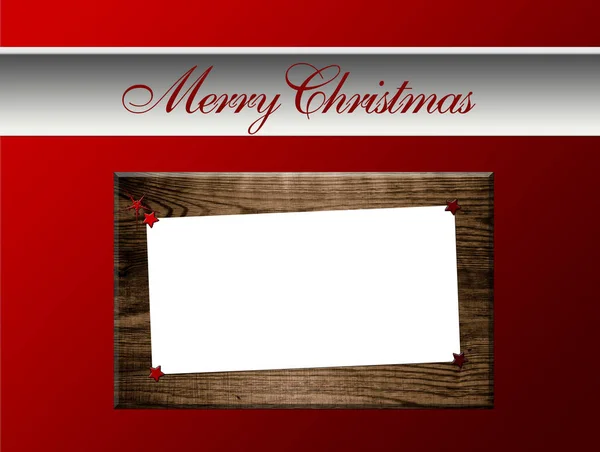 Tarjeta Navidad Con Estrellas Marco Madera — Foto de Stock