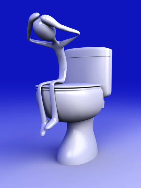 Gerenderte Illustration Traurigkeit Auf Der Toilette — Stockfoto