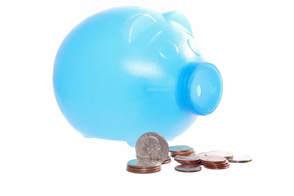 Roze Piggy Bank Met Munten — Stockfoto