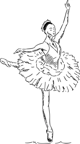 Vector Ballerina Dansen Hand Trekken Geïsoleerd Achtergrond — Stockfoto