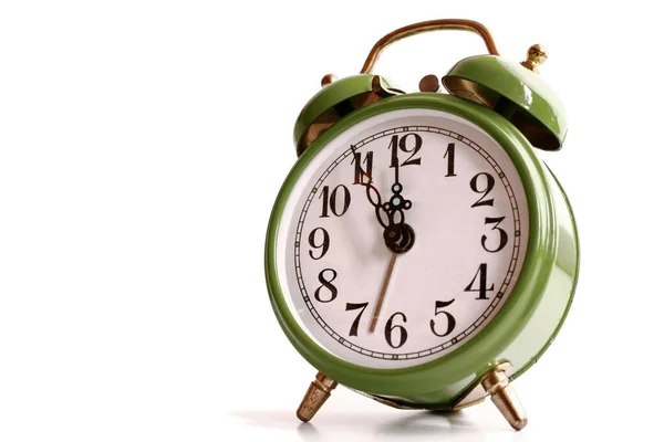Relógio Alarme Verde Velho Frente — Fotografia de Stock