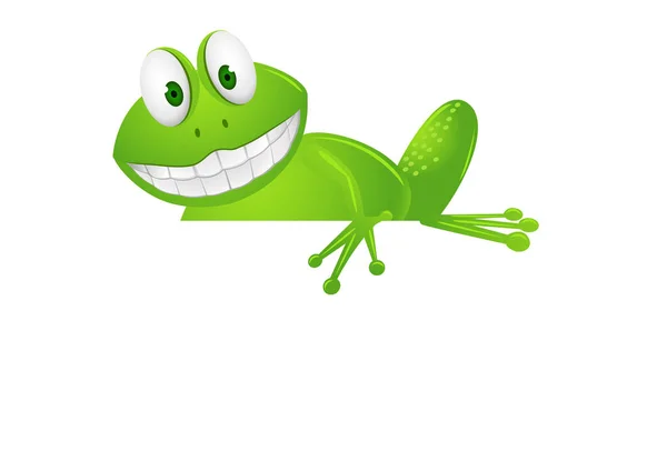 Illustration Cute Green Cartoon Blank Sign — Stock Photo, Image