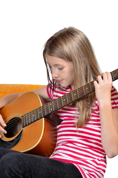 Girls Hair Hands Music Guitar — Stock Photo, Image