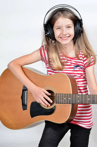 Girls Hair Hands Music Guitar — Stock Photo, Image