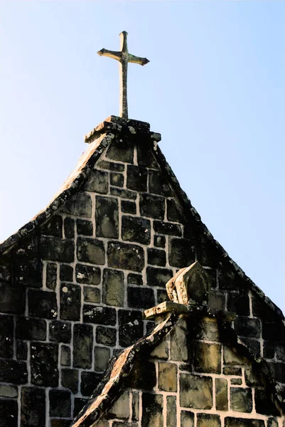 Kreuz Auf Der Spitze Der Alten Kirche Taiwan Asien — Stockfoto