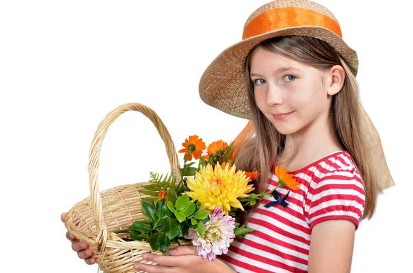 Lányok Virág Napraforgó Kert — Stock Fotó