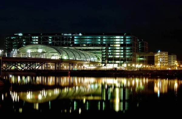 Hauptbahnhof Lumières Berlinoises Ville — Photo