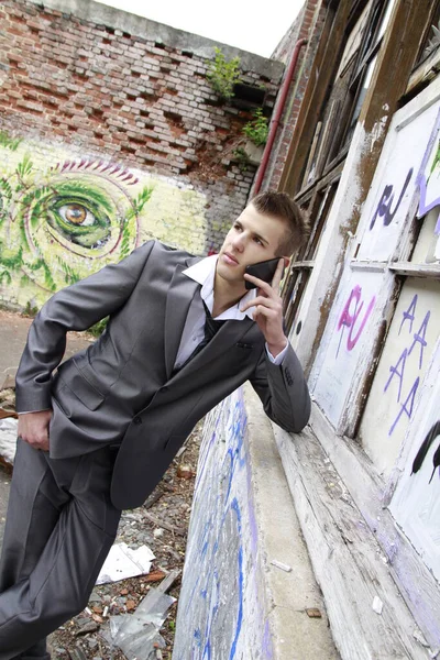 Hombre Negocios Teléfono Con Teléfono Inteligente — Foto de Stock