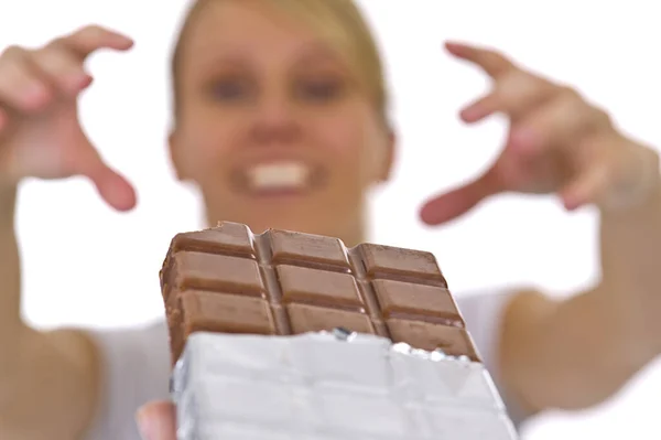 Young Woman Likes Chocolate — ストック写真