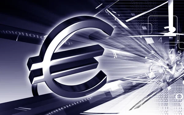 Ψηφιακή Απεικόνιση Του Συμβόλου Του Ευρώ Έγχρωμο Φόντο — Φωτογραφία Αρχείου