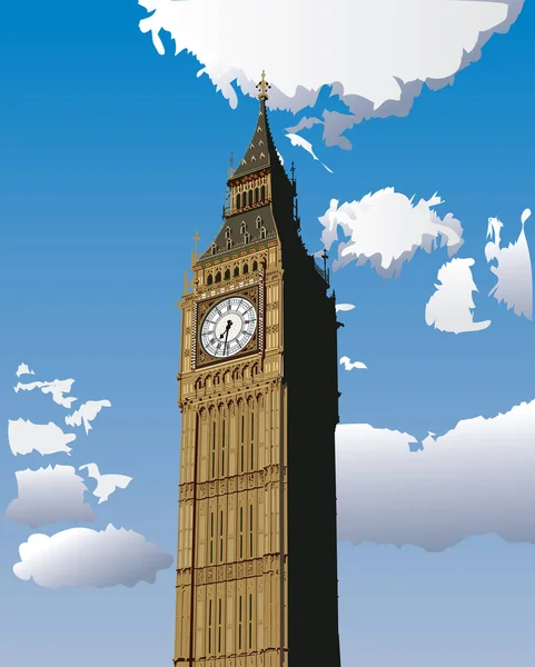 Векторная Иллюстрация Биг Бена Одной Самых Популярных Достопримечательностей Лондона Великобритания — стоковое фото
