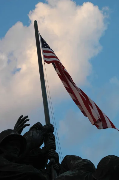 Sunset Ceremony Usmc War Memorial More Commonly Known Iwo Jima — Stock Photo, Image