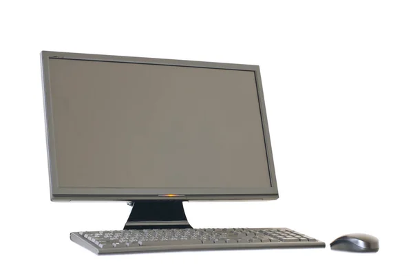 Isolated Computer Monitor Keyboard Mouse White Background — Stock Photo, Image