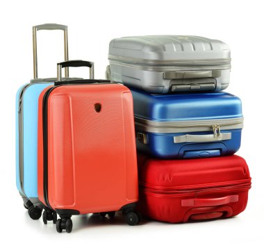 Luggage consisting of suitcases isolated on white clipart