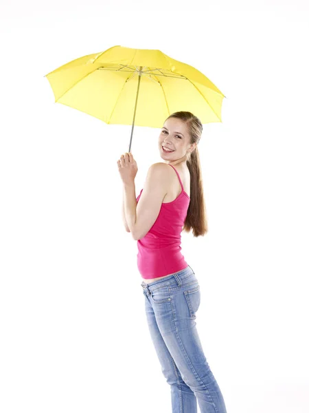 Jeune Femme Avec Parapluie — Photo