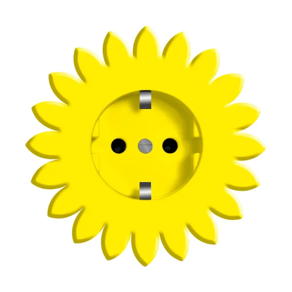 Žlutá Slunečnice Úsměvem Bílém Pozadí — Stock fotografie