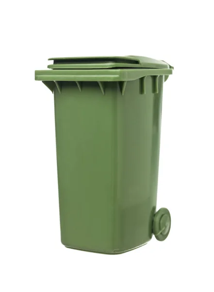 Zielony Pojemnik Recykling Izolowany Białym Tle — Zdjęcie stockowe
