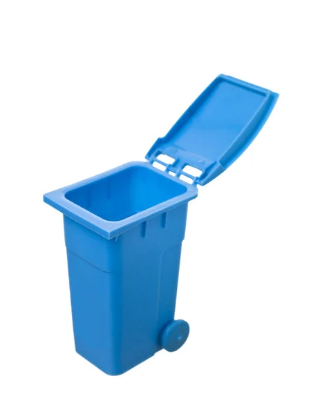 Blue Recycling Bin Geïsoleerd Witte Achtergrond — Stockfoto