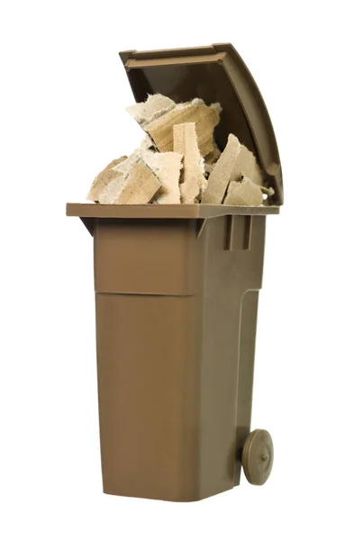 用白色背景隔离的纸板纸回收垃圾桶 — 图库照片