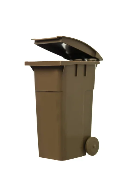 Brown Recycling Bin Geïsoleerd Witte Achtergrond — Stockfoto