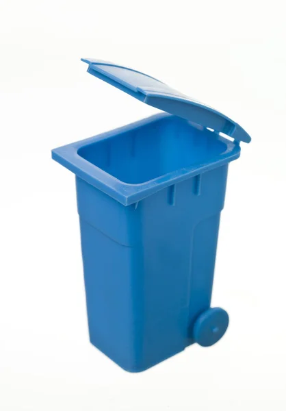 Azul Reciclagem Bin Isolado Fundo Branco — Fotografia de Stock