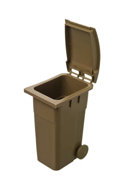 Brown Reciclagem Bin Isolado Fundo Branco — Fotografia de Stock