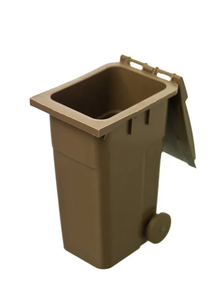 Brown Reciclagem Bin Isolado Fundo Branco — Fotografia de Stock