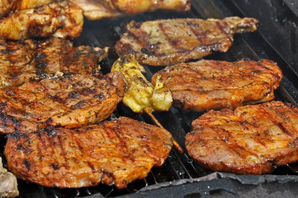 Primo Piano Vista Gustosa Carne Gustosa — Foto Stock