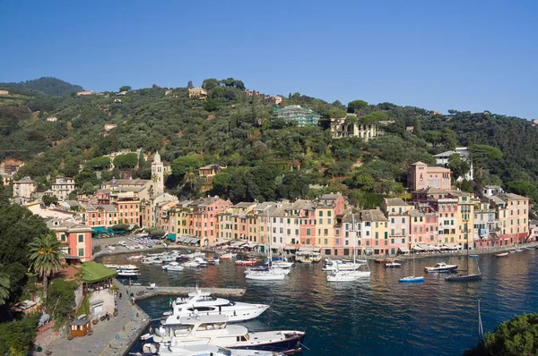 Panorama Van Portofino Italië Het Beroemde Stadje Middellandse Zee — Stockfoto