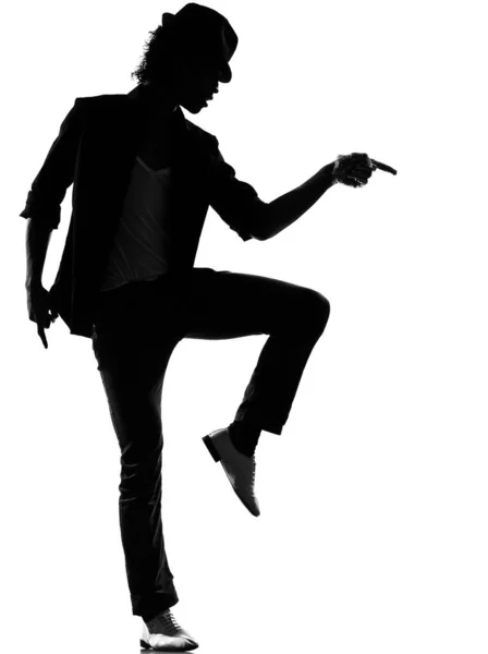 Silhouette Pleine Longueur Jeune Danseur Dansant Funky Hip Hop Amp — Photo