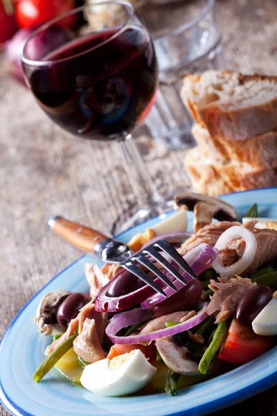 Franse Salade Nicoise Een Bord — Stockfoto