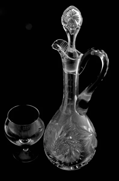 Vintage Decanter Met Cognac Glas — Stockfoto