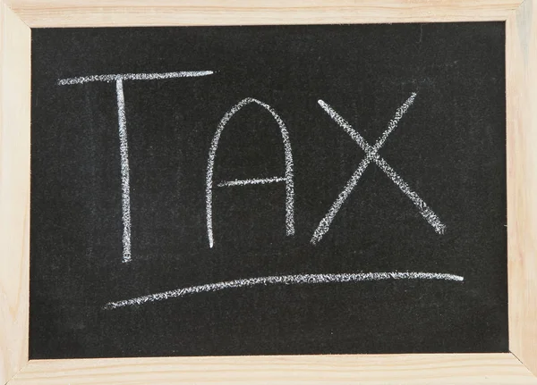 Schwarze Kreidetafel Mit Holzrahmen Umrahmt Mit Dem Wort Steuer — Stockfoto