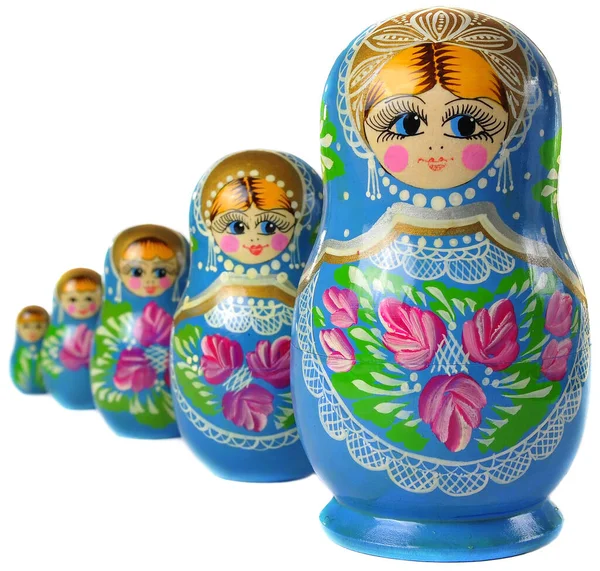 Matrioska Russische Puppe Seite Seite — Stockfoto