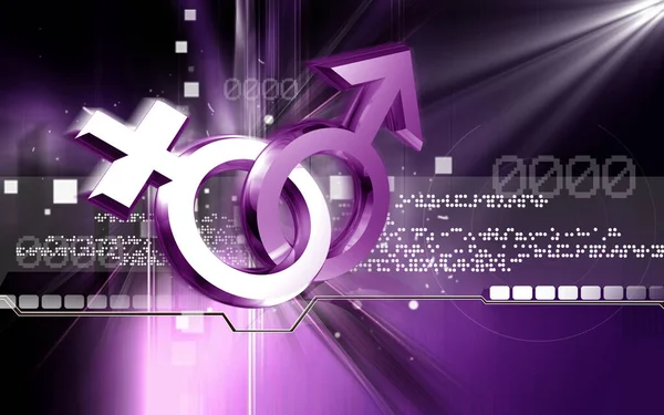 Ilustración Digital Del Signo Masculino Femenino Fondo Color — Foto de Stock