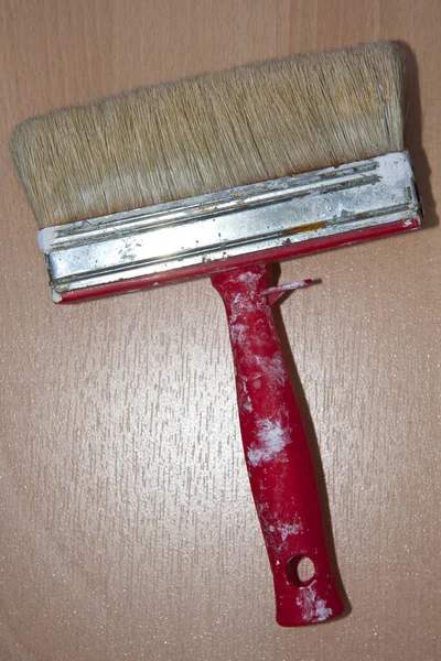 Close Used Large Red Brush — Stock Photo, Image