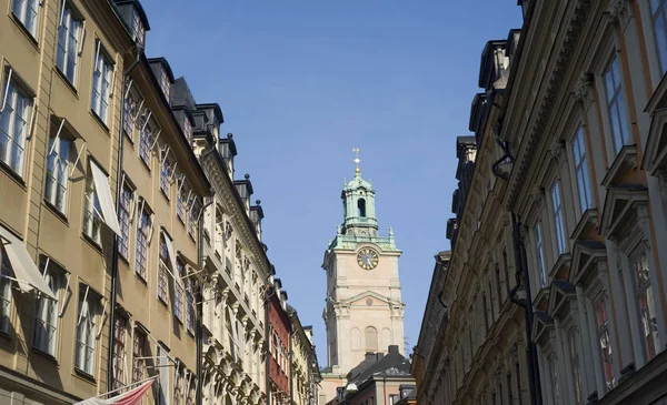 Pequena Rua Estocolmo Uma Cidade Velha Gamla Stan Suécia — Fotografia de Stock