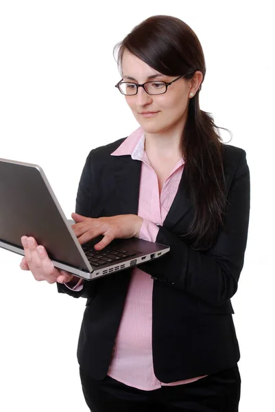 Jovem Mulher Com Laptop — Fotografia de Stock