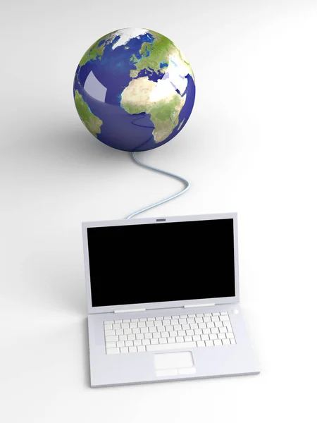 Gerenderte Illustration Ein Mit Ethernet Verbundener Globus — Stockfoto