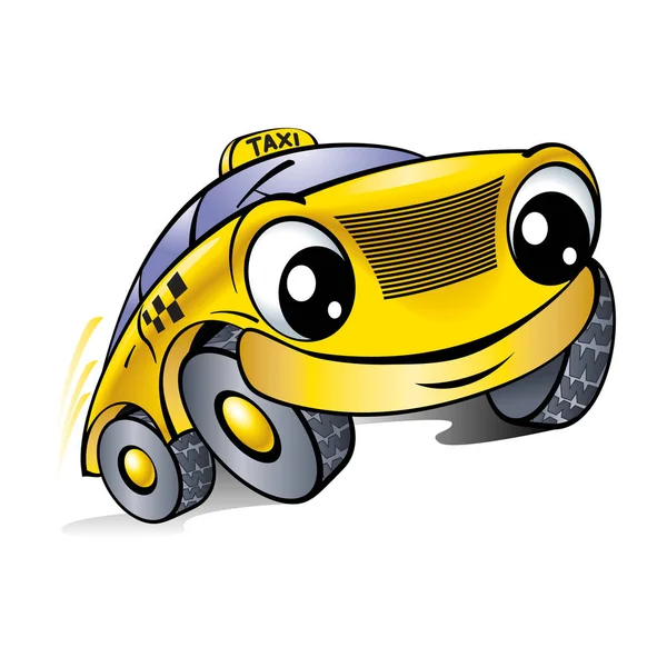 Macchina Con Faccia Ridente Taxi Illustrazione Bianco — Foto Stock