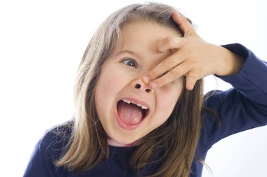 six year old girl cuts grimaces (mr) clipart