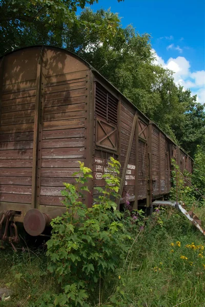 Oude Treinwagon Het Dorp — Stockfoto