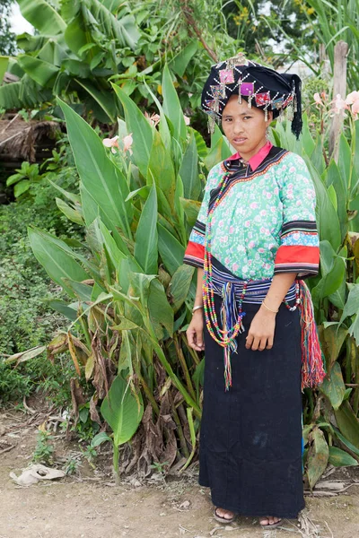 Woman Laos Traditional Costume Ethnic Group Lolo Area Luang Namtha — Stock Photo, Image