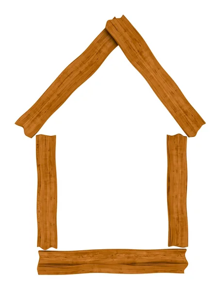 One Silhouette Simple House Made Wood Render — Stock Photo, Image