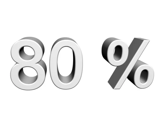 Porcentajes Color Plata Que Cantan Números Aislados Blanco — Foto de Stock